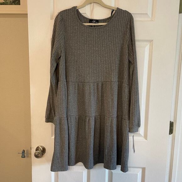 AGB Dresses & Skirts - NWT Women’s AGB Dress Heather Grey ribbed knit comfort long sleeve size XL